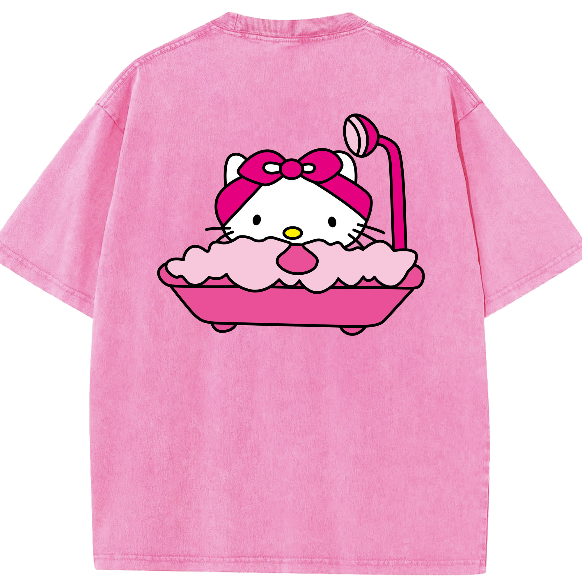 （画像用） Hello Kitty ハローキティ 綿100% ヴィンテージ風 半袖Tシャツ（背面プリント）
